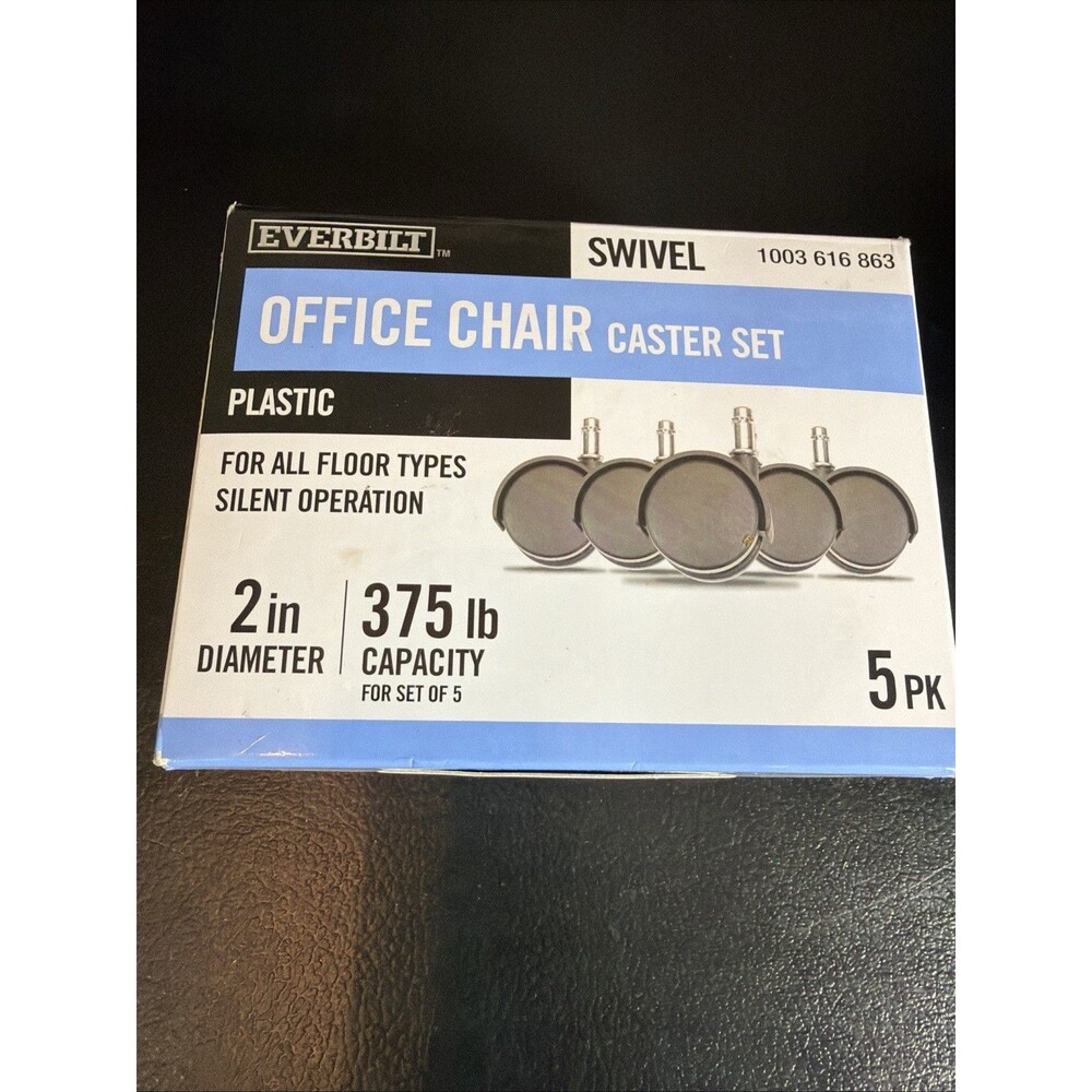 Everbilt 2" Office Chair 5 Caster Set- 7/16” Stem 360lb Capacity 1003616863